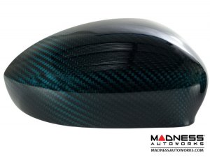 FIAT 500 Mirror Covers - Carbon Fiber - Verde Azzurro/ Blue-Green